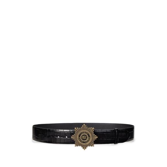 Starburst-Buckle Croc-Embossed Belt - Picture 1 of 4